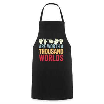 Funny Deaf ASL Sign Language Hard of Hearing ASL - Cooking Apron - black - Front - AI Model Male 185 dark (185cm)