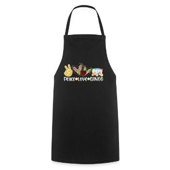 Peace Love Bingo Funny Bingo Gambling Game Bingo - Cooking Apron - black - Front - AI Model Male 185 dark (185cm)
