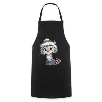Snow Leopard Schneeleoparde Schneeleopard - Cooking Apron - black - Front - AI Model Male 185 dark (185cm)