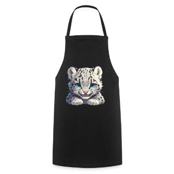 Snow Leopard Schneeleoparde Schneeleopard - Cooking Apron - black - Front - AI Model Male 185 dark (185cm)
