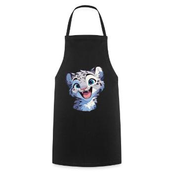 Snow Leopard Schneeleoparde Schneeleopard - Cooking Apron - black - Front - AI Model Male 185 dark (185cm)