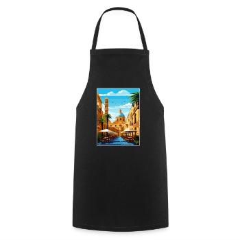 Palermo Sicily Town Italy Travel Poster Souvenir - Cooking Apron - black - Front - AI Model Male 185 dark (185cm)