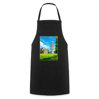 Pisa Italy Travel Poster Souvenir Postcard Paint - Cooking Apron - black - Front - AI Model Male 185 dark (185cm)