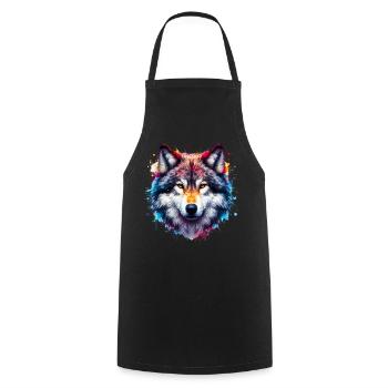 Wolf - Cooking Apron - black - Front - AI Model Male 185 dark (185cm)