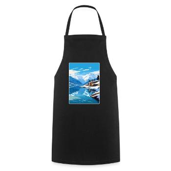 Zell am See Salzburg Reiseposter Souvenir WPA - Kochschürze - Schwarz - Vorne - AI Model Male 185 dark (185cm)
