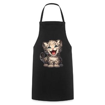 Clouded Leopard Nebelparder - Cooking Apron - black - Front - AI Model Male 185 dark (185cm)