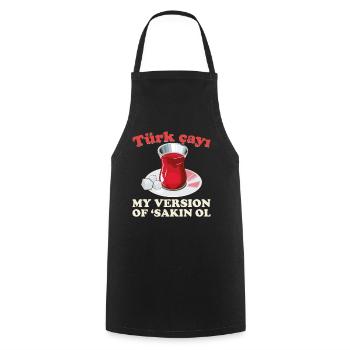 Thé turc Chai Türk Çayi Amoureux de la dinde - Tablier de cuisine - noir - Devant - AI Model Male 185 dark (185cm)