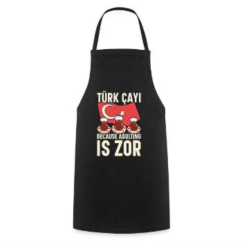 Thé turc Chai Türk Çayi Amoureux de la dinde - Tablier de cuisine - noir - Devant - AI Model Male 185 dark (185cm)