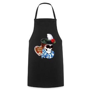 Crâne de femme avec chapeau et coiffure Gretel - Tablier de cuisine - noir - Devant - AI Model Male 185 dark (185cm)