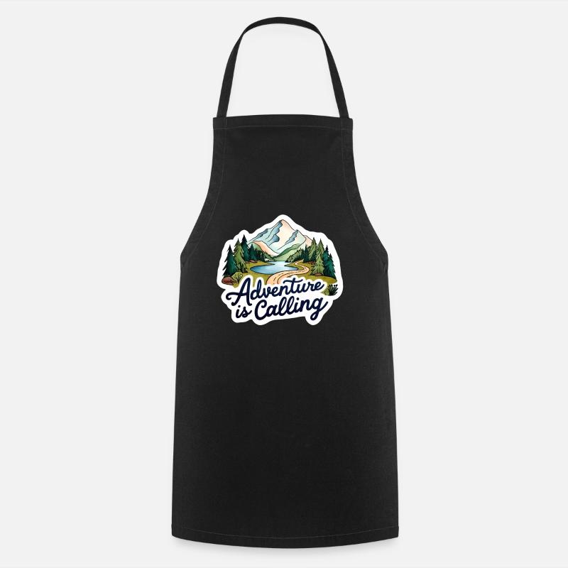 Adventure Is Calling Illustration Design - Cooking Apron - black