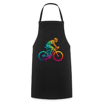 Vibrant Rainbow Cycling Art - Cooking Apron - black - Front - AI Model Male 185 dark (185cm)