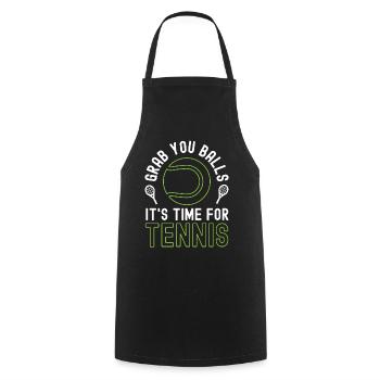 Funny Tennis Player Racket Pun - Cooking Apron - black - Front - AI Model Male 185 dark (185cm)