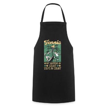 Drôle de joueur de tennis Raquette Tennis - Tablier de cuisine - noir - Devant - AI Model Male 185 dark (185cm)