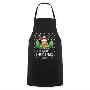 Renne Noël Sapins Flocons de neige - Tablier de cuisine - noir - Devant - AI Model Male 185 dark (185cm)