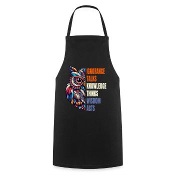 Abstract Owl Philosophy Wisdom Knowledge Saying - Cooking Apron - black - Front - AI Model Male 185 dark (185cm)