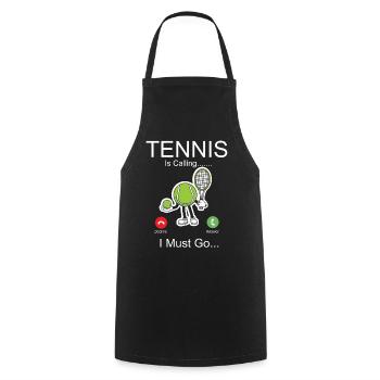 Funny Tennis Player Racket Phone - Cooking Apron - black - Front - AI Model Male 185 dark (185cm)