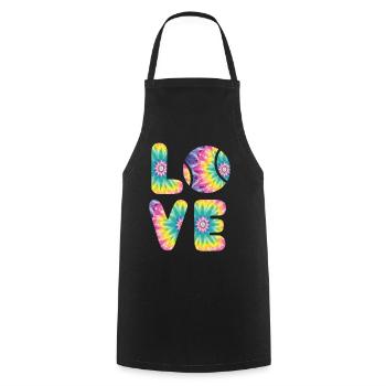 Funny Tennis Player Racket Tie Dye - Cooking Apron - black - Front - AI Model Male 185 dark (185cm)