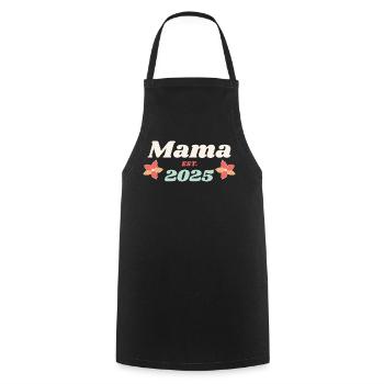 Mama Est 2025 Je vais être maman style rétro - Tablier de cuisine - noir - Devant - AI Model Male 185 dark (185cm)