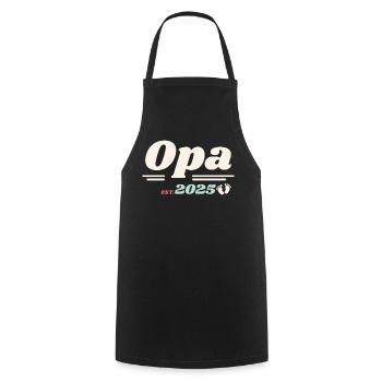 Opa Est 2025 Ich werde Großvater Retro Style - Kochschürze - Schwarz - Vorne - AI Model Male 185 dark (185cm)