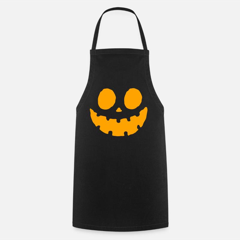 Pumpkin Face Halloween Design - Cooking Apron - black