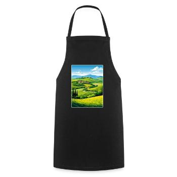 Tuscany Italy Travel Poster Souvenir Painting WPA - Cooking Apron - black - Front - AI Model Male 185 dark (185cm)