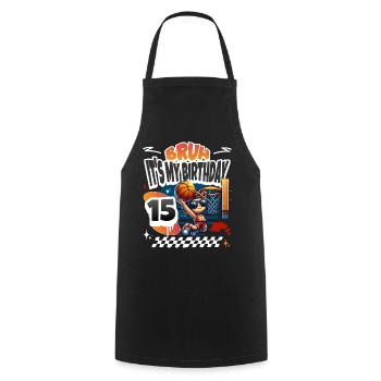 Basketball 15th Birthday - Cooking Apron - black - Front - AI Model Male 185 dark (185cm)
