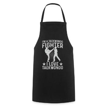 Je suis un combattant de taekwondo - Tablier de cuisine - noir - Devant - AI Model Male 185 dark (185cm)