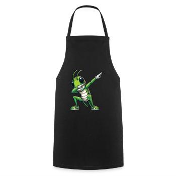 Dabbing Grasshopper Funny Cartoon Design - Cooking Apron - black - Front - AI Model Male 185 dark (185cm)