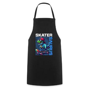 Skater Saurus Cool T-Rex Dinosaur Skateboarder - Cooking Apron - black - Front - AI Model Male 185 dark (185cm)