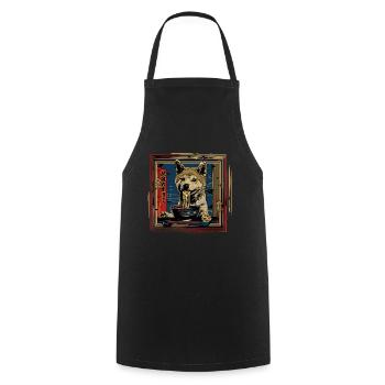 Motif Chien Manga Ramen Nouille Chien Anime Art - Tablier de cuisine - noir - Devant - AI Model Male 185 dark (185cm)