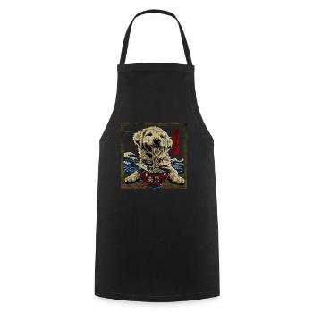 Motif Chien Manga Ramen Nouille Chien Anime Art - Tablier de cuisine - noir - Devant - AI Model Male 185 dark (185cm)