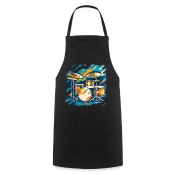 Drum Portrait - Cooking Apron - black - Front - AI Model Male 185 dark (185cm)
