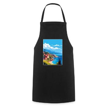 Kefalonia Griechenland Reise Poster Souvenir Farbe WPA - Kochschürze - Schwarz - Vorne - AI Model Male 185 dark (185cm)