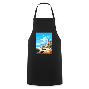 Délos Grèce Affiche de voyage Souvenir Carte Postale Peinture - Tablier de cuisine - noir - Devant - AI Model Male 185 dark (185cm)
