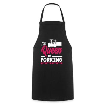 Queen Of Forking - Gabelstapler Frauen Power - Kochschürze - Schwarz - Vorne - AI Model Male 185 dark (185cm)