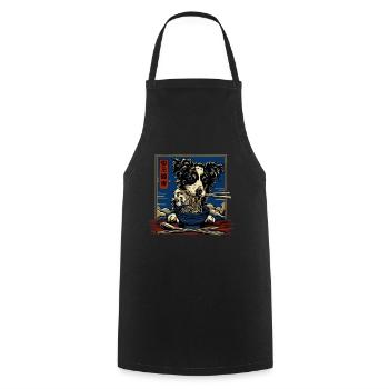 Motif Chien Manga Ramen Nouille Chien Anime Art - Tablier de cuisine - noir - Devant - AI Model Male 185 dark (185cm)