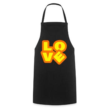 LOVE - Kochschürze - Schwarz - Vorne - AI Model Male 185 dark (185cm)