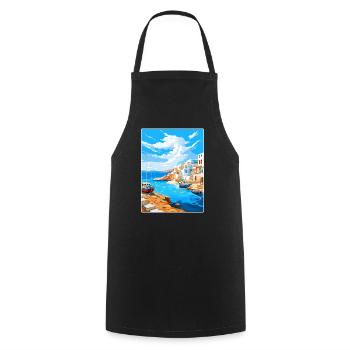 Folegandros Grèce Affiche de voyage Peinture Souvenir WP - Tablier de cuisine - noir - Devant - AI Model Male 185 dark (185cm)