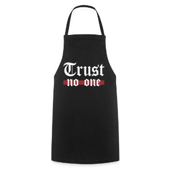 Trust No One Gothic Grunge Statement Spruch - Kochschürze - Schwarz - Vorne - AI Model Male 185 dark (185cm)