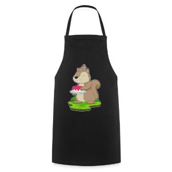 Gâteau d’anniversaire écureuil - Tablier de cuisine - noir - Devant - AI Model Male 185 dark (185cm)