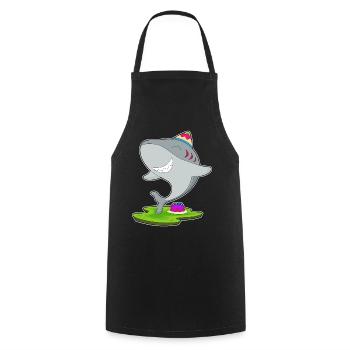 Gâteau d’anniversaire requin - Tablier de cuisine - noir - Devant - AI Model Male 185 dark (185cm)