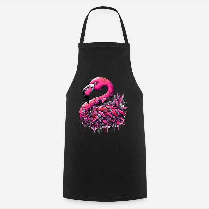 Flamingo - Kochschürze - Schwarz