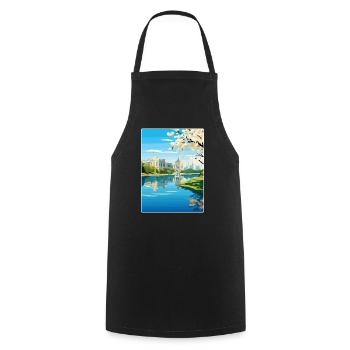 Bucharest Romania Travel Poster Souvenir Paint WPA - Cooking Apron - black - Front - AI Model Male 185 dark (185cm)