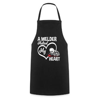 A welder melted my heart - Cooking Apron - black - Front - AI Model Male 185 dark (185cm)
