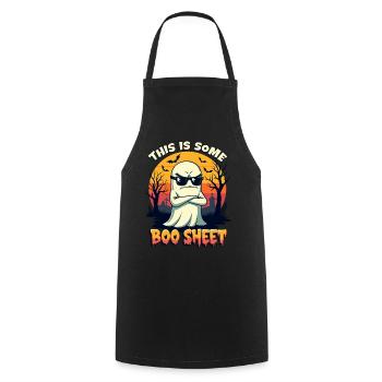 Halloween Party, Ghost, This Is Some Boo Sheet - Cooking Apron - black - Front - AI Model Male 185 dark (185cm)