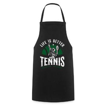 Drôle de joueur de tennis raquette la vie est - Tablier de cuisine - noir - Devant - AI Model Male 185 dark (185cm)
