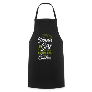 Drôle de joueur de tennis raquette fille - Tablier de cuisine - noir - Devant - AI Model Male 185 dark (185cm)