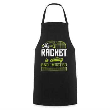 Drôle de joueur de tennis raquette mon - Tablier de cuisine - noir - Devant - AI Model Male 185 dark (185cm)