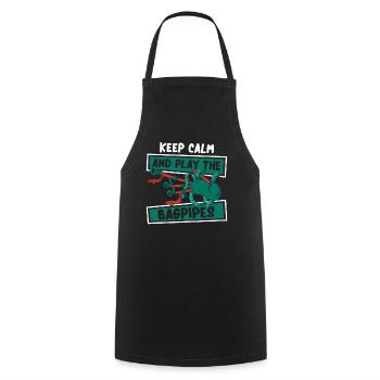 Restez calme et jouez du joueur de cornemuse - Tablier de cuisine - noir - Devant - AI Model Male 185 dark (185cm)