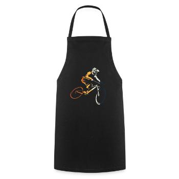 Mountain Bike Riding Technique Art - Cooking Apron - black - Front - AI Model Male 185 dark (185cm)
